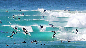 crowded surf lineup