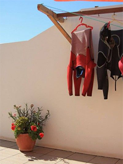 wetsuits drying out