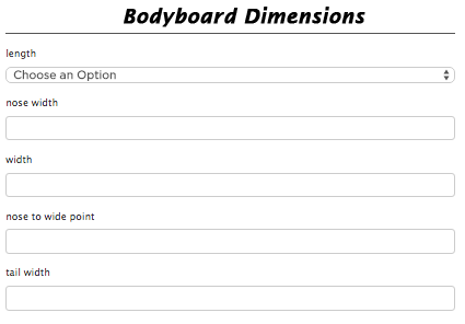 bodyboard Dimensions