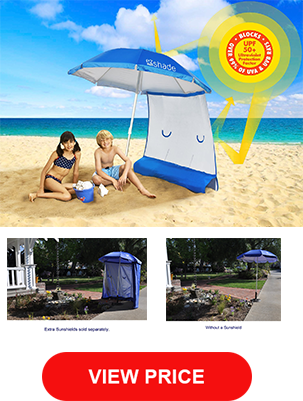 ezShade 7 Beach Umbrella with EASY on off Sunshield