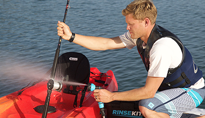 Cleaning a Kayak using RinseKit