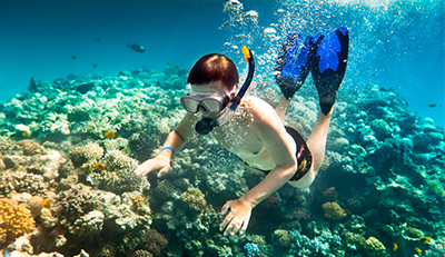 Snorkeling under water